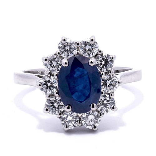 I105-S/0211421c - PLT SAP & DIA RING S1.64ct D0.74ct