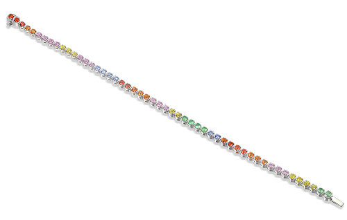 Claw Set Round Multi Colour Sapphire Rainbow Tennis Bracelet