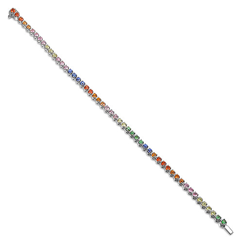 Claw Set Round Multi Colour Sapphire Rainbow Tennis Bracelet