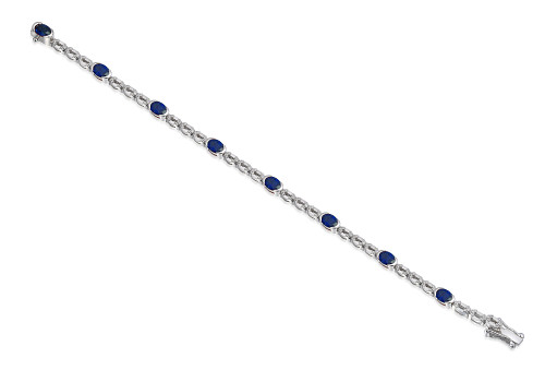 Rubover Set Oval Cut Sapphire Tennis Bracelet
