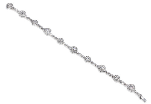 Rubover Set Round Brilliant Cut Diamond Cluster With Milgrain Bracelet
