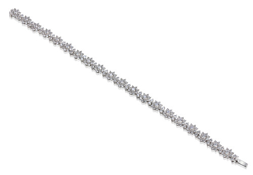 Claw Set Round Brilliant Cut Diamond Cluster Bracelet