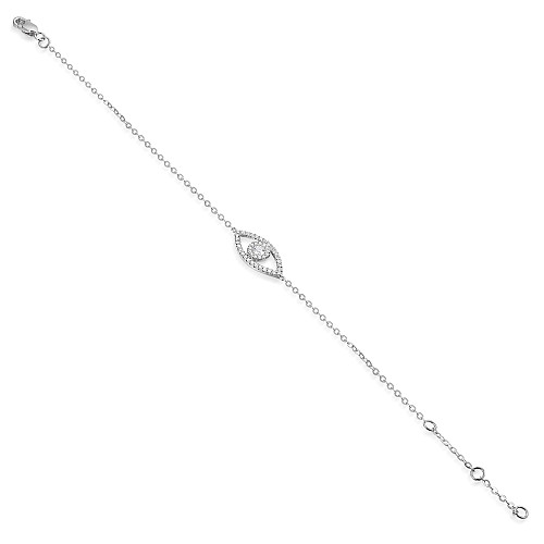 Claw and Micro Set Round Brilliant Cut Diamond Anti-Evil Eye Bracelet