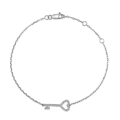 Micro Set Round Brilliant Cut Diamond Key Bracelet