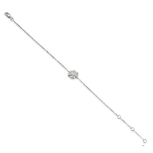 Micro Set Round Brilliant Cut Diamond Snow Flake Bracelet