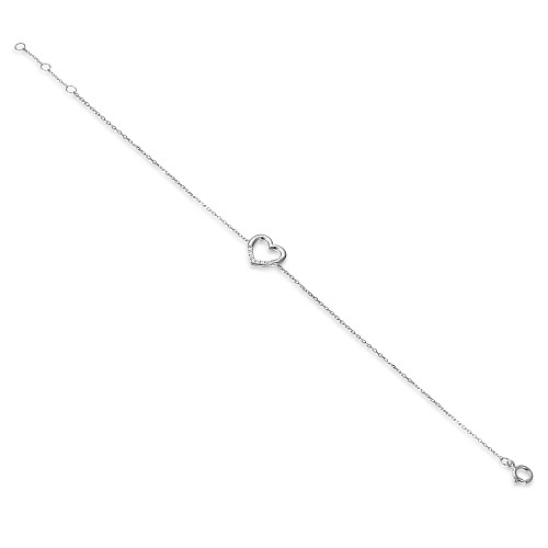 Micro Set Round Brilliant Cut Diamond Heart Bracelet