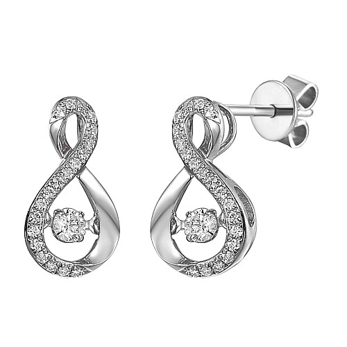 Round Brilliant Cut Dancing Diamond With Micro Set Infinity Halo Earrings