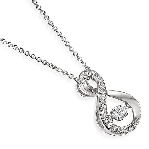 Round Brilliant Cut Dancing Diamond With Micro Set Infinity Halo Necklace