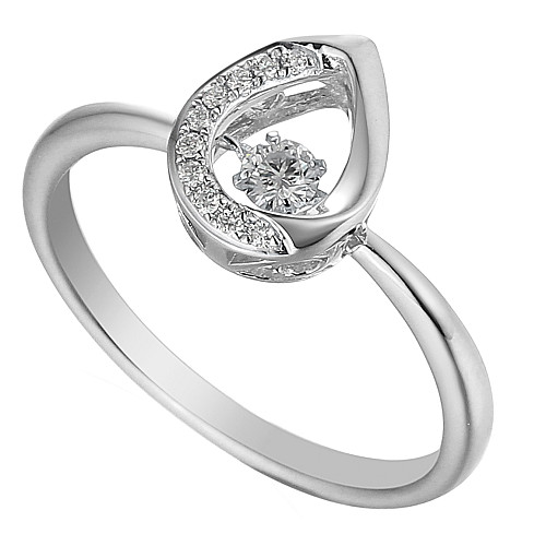 Round Brilliant Cut Dancing Diamond With Claw Micro Set Halo Ring