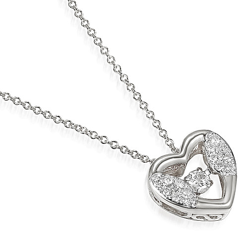 Round Brilliant Cut Dancing Diamond Heart Shaped Pendant