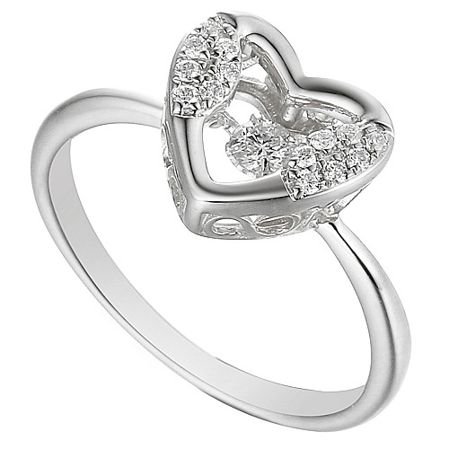 Round Brilliant Cut Dancing Diamond Heart Shaped Ring