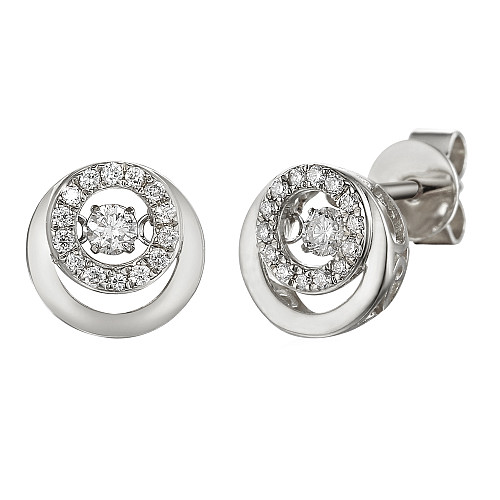 Round Brilliant Cut Diamond Claw Set Halo Dancing Diamond Earring