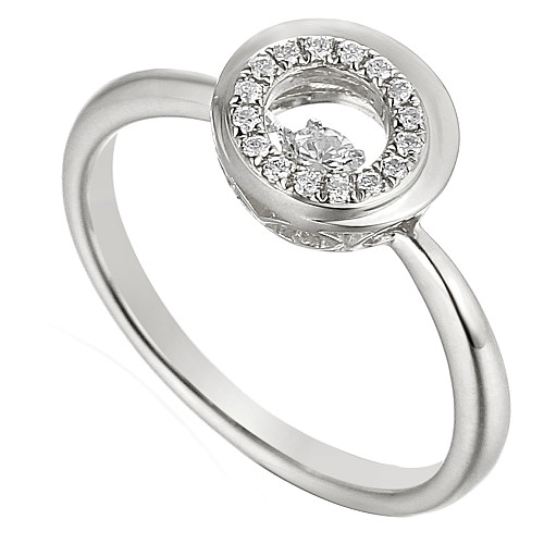 Round Brilliant Cut Diamond Claw Set Halo Dancing Diamond Ring