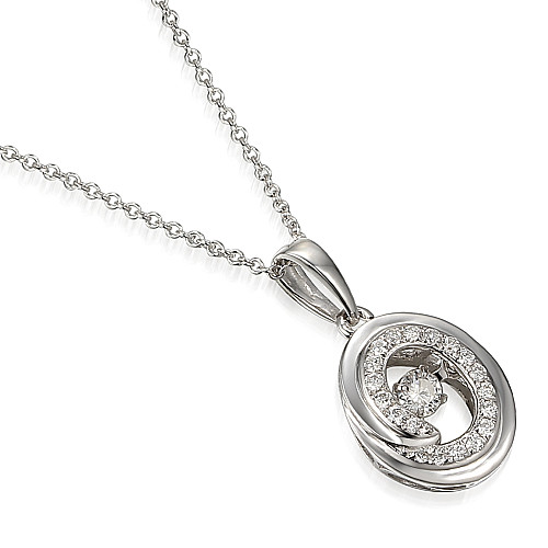 Round Brilliant Cut Diamond Claw Set Halo Dancing Diamond Necklace