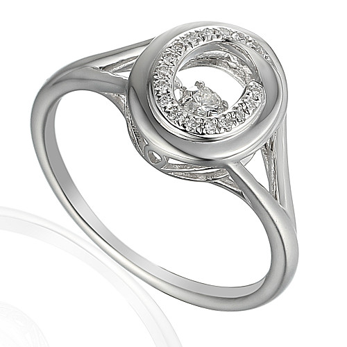 Round Brilliant Cut Diamond Claw Set Halo Dancing Diamond Ring