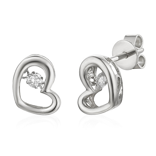 Round Brilliant Cut Diamond Heart Shape Diamond Earring