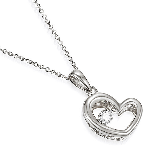 Round Brilliant Cut Diamond Heart Shape Diamond Necklace
