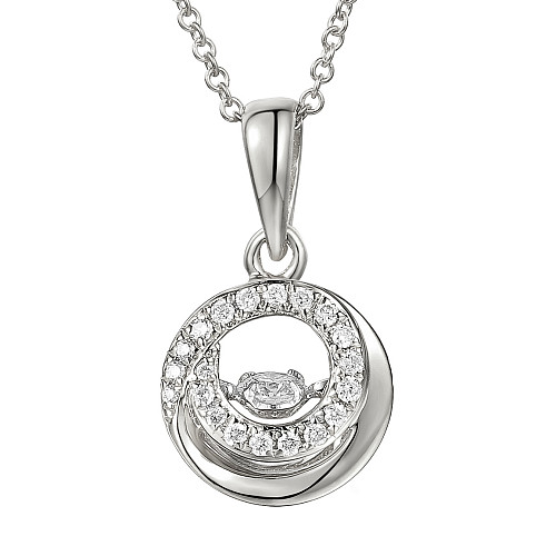 Round Brilliant Cut Diamond With Milgrain Micro Set Halo Dancing Diamond Pendant