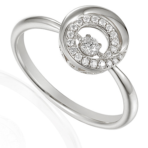 Round Brilliant Cut Diamond With Milgrain Micro Set Halo Dancing Diamond Ring