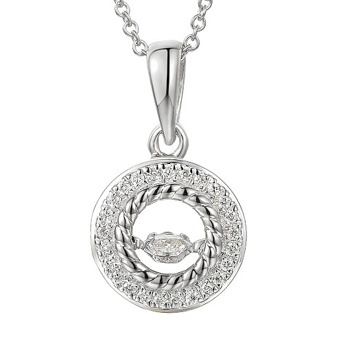 Round Brilliant Cut Diamond With Milgrain Micro Set Halo Dancing Diamond Pendant