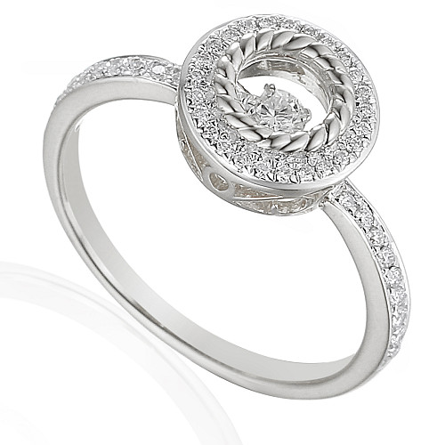 Round Brilliant Cut Diamond With Milgrain Micro Set Halo Dancing Diamond Ring