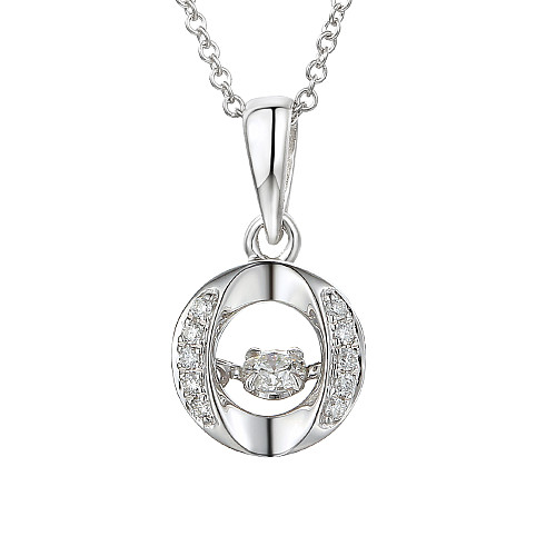 Round Brilliant Cut Diamond With Micro Set Halo Dancing Diamond Pendant