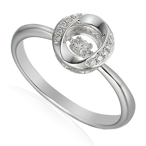 Round Brilliant Cut Diamond With Micro Set Halo Dancing Diamond Ring