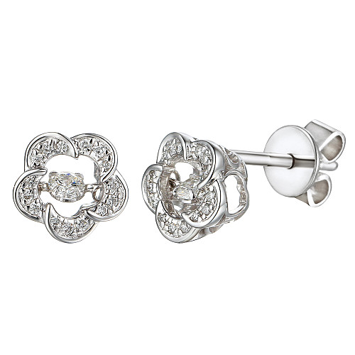 Round Brilliant Cut Diamond Illusion Set Dancing Diamond Earrings