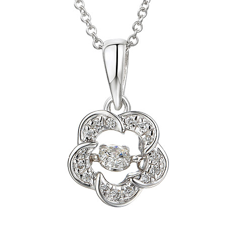 Round Brilliant Cut Diamond Illusion Set Dancing Diamond Pendant