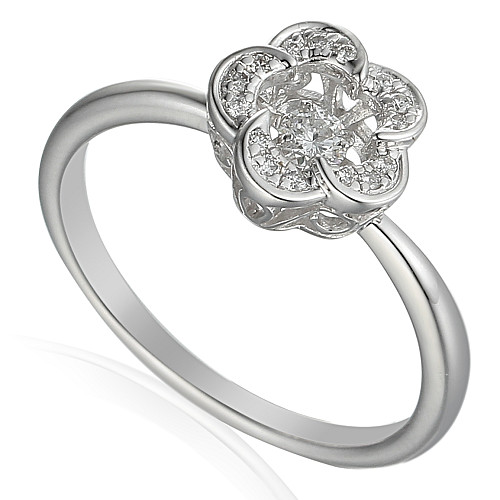 Round Brilliant Cut Diamond Illusion Set Dancing Diamond Ring