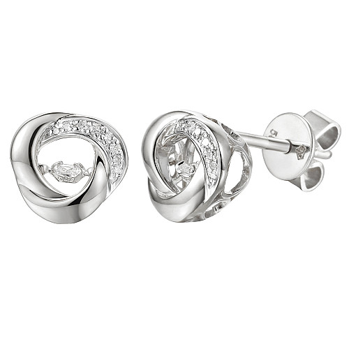Round Brilliant Cut Diamond With Micro Set Halo Dancing Diamond Earrings