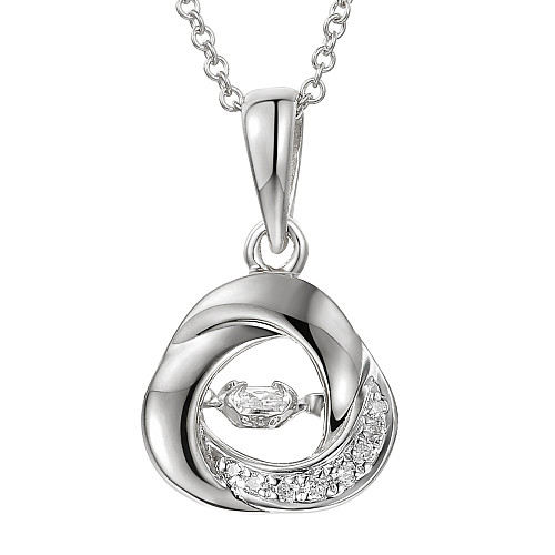 Round Brilliant Cut Diamond With Micro Set Halo Dancing Diamond Pendant