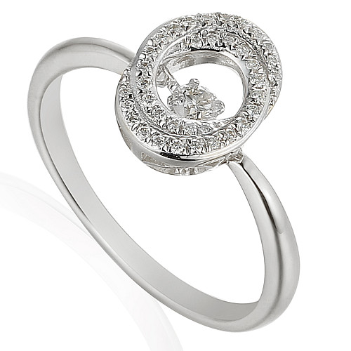 Round Brilliant Cut Diamond With Micro Set Halo Dancing Diamond Ring