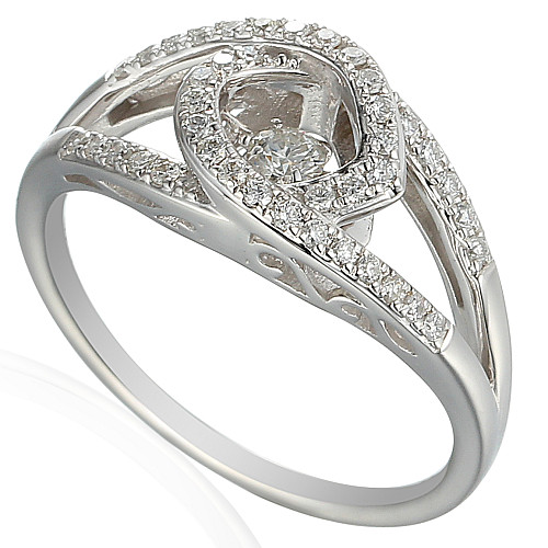 Round Brilliant Cut Diamond With Micro Set Twist Halo Dancing Diamond Ring