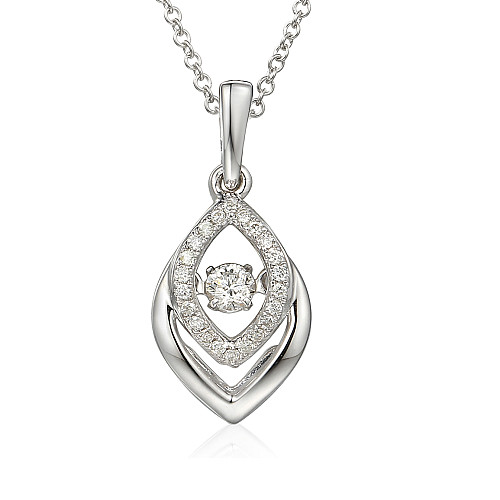 Round Brilliant Cut Diamond With Micro Set Marquise Shape Halo Dancing Diamond Necklace