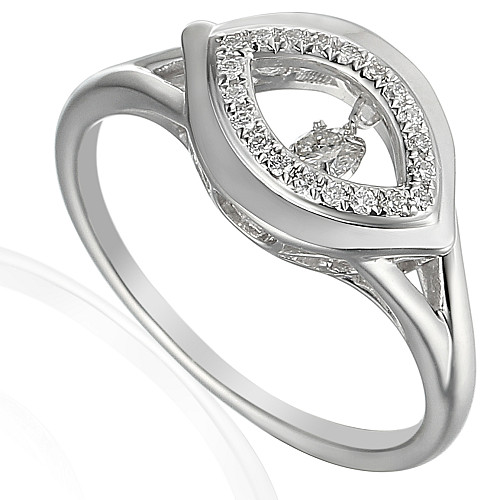 Round Brilliant Cut Diamond With Micro Set Marquise Shape Halo & Split Shoulders Dancing Diamond Ring