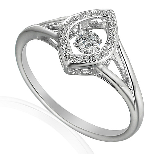 Round Brilliant Cut Diamond With Micro Set Marquise Shape Halo Dancing Diamond Ring