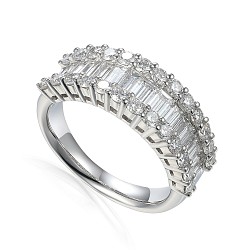 Claw and Channel Set Round Brilliant Cut and Baguette Cut Diamond Half Eterntiy Ring