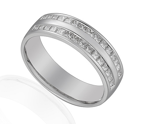 Princess Cut Diamond Channel Set Double Row Half Eternity Ring