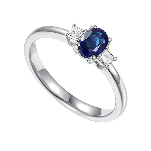 Blue sapphire and Diamond Ring