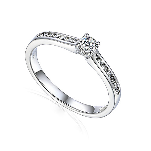Claw Set Round Brilliant Cut Diamond Solitaire With Channel Set Shoulders Ring