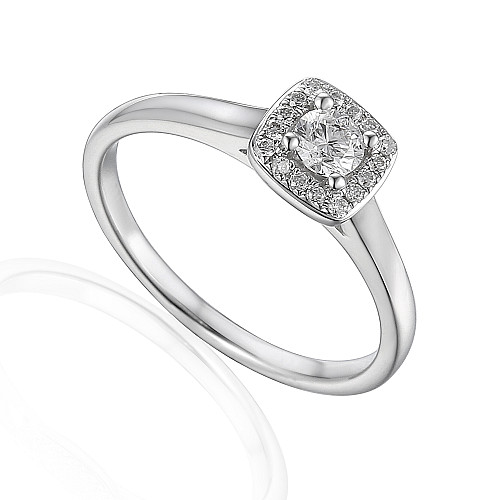 Round Brilliant Cut Diamond Centre With Micro Set Diamond Halo Ring