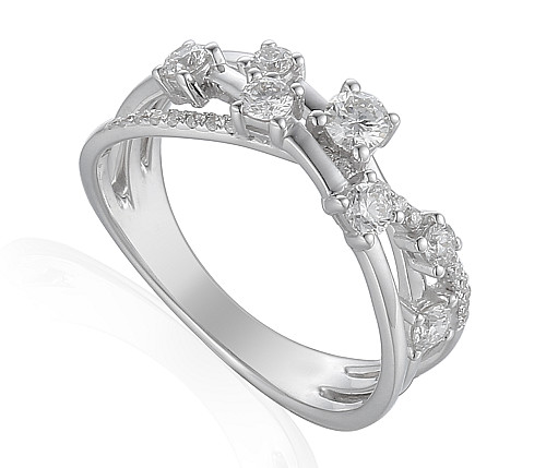 Round Brilliant Cut Diamond Claw Set Raindance Ring With Diamond Set Shoulders