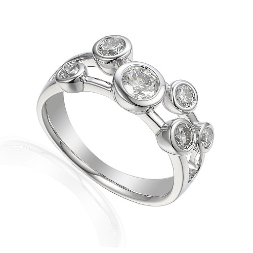 Round Brilliant Cut Diamond Rubover Set Raindance Ring
