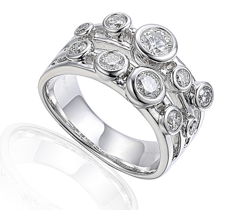 Round Brilliant Cut Diamond Rubover Set Raindance Ring
