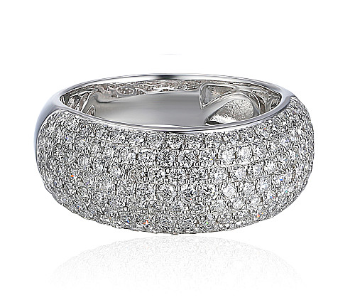 Pave Diamond Row Dome Statement Ring