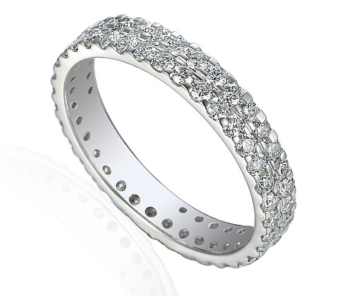 Round Brilliant Cut Diamond Micro Set Double Row Full Eternity Ring