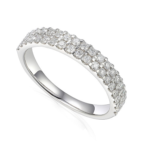 Round Brilliant Cut Diamond Micro Set Double Row Half Eternity Ring