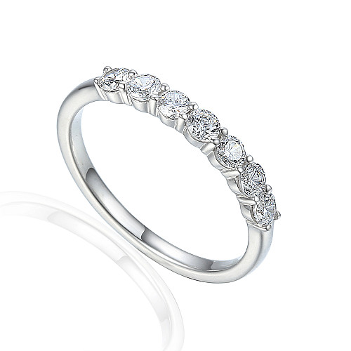 7 Stone Round Brilliant Cut Diamond Claw Set Ring