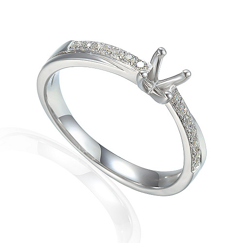 Round Brilliant Cut Claw Set Centre With Micro Set Diamond Shoulders Semi Set Ring